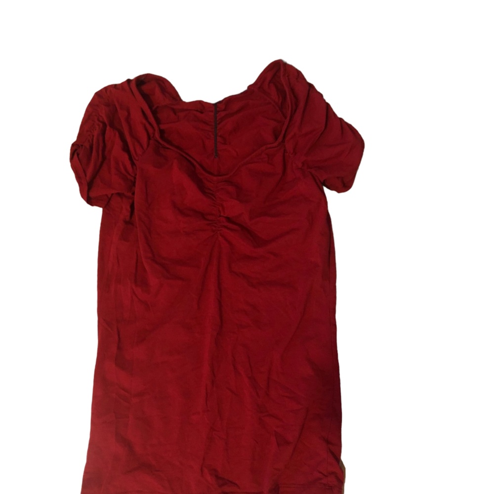 Plain red shirt with ruffles